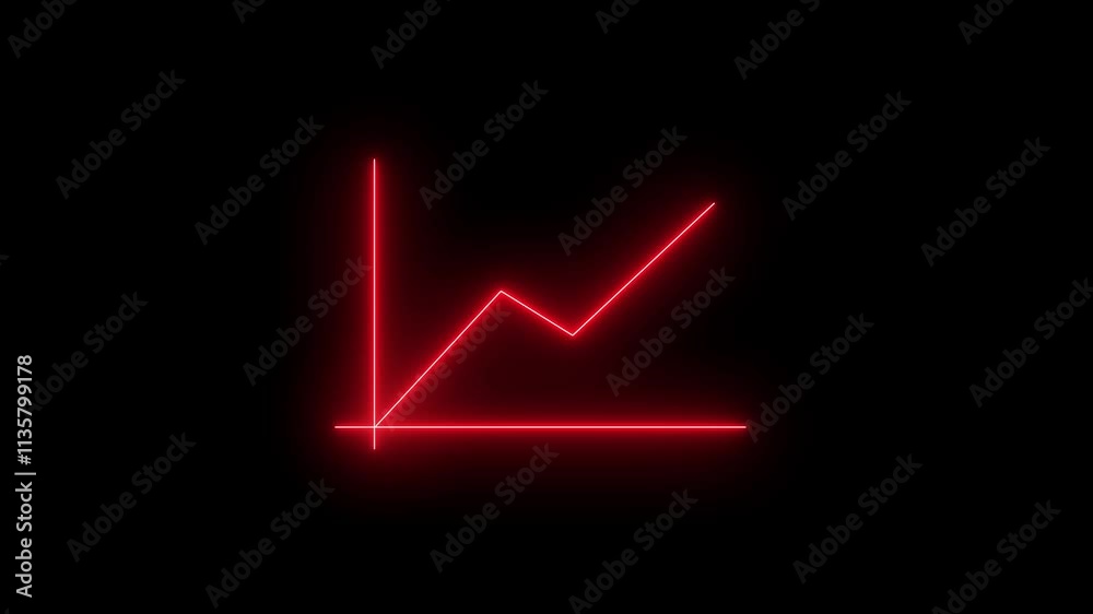 Neon business graph animation on black background. Neon business graph animation on black background.