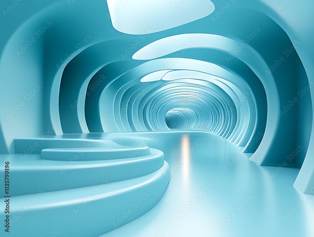 Abstract Blue Tunnel Interior Design Architecture Abstract Blue Tunnel Interior Design Architecture