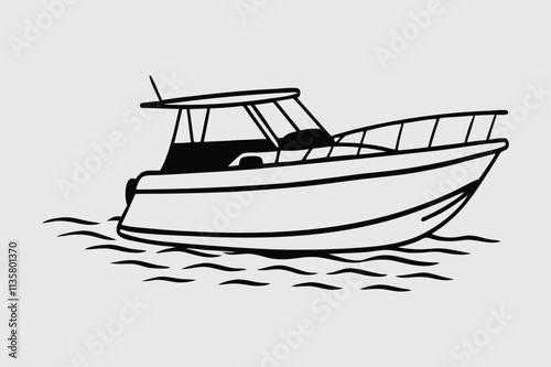 boat line art silhouette vector image art and illustration
