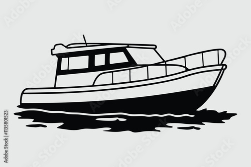 boat line art silhouette vector image art and illustration