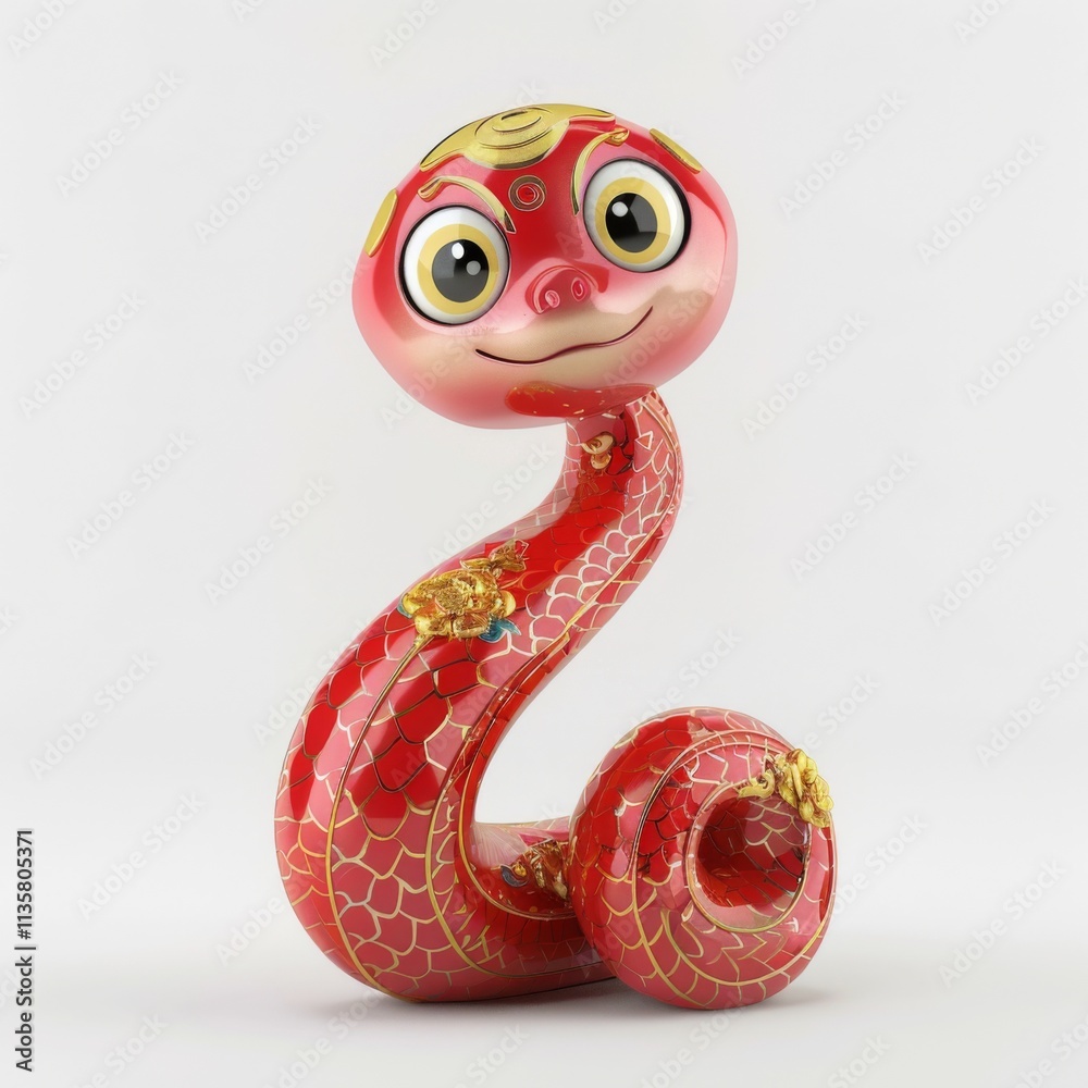 Fototapeta premium 3d chinese happy red snake, lunar new year theme, white background