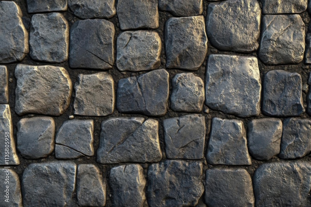 Dark Stone Creates a Rustic Pathway with Cobblestone Texture and Masonry Design. Dark Stone Creates a Rustic Pathway with Cobblestone Texture and Masonry Design.
