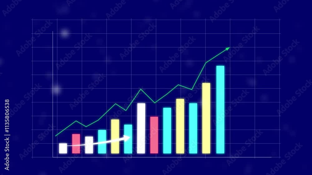 business graph with arrow, 4k Financial data and diagrams showing a steady increase in profits. Business growth concept showing marketing sales portfolio increasing to future target. business graph with arrow, 4k Financial data and diagrams showing a steady increase in profits. Business growth concept showing marketing sales portfolio increasing to future target.