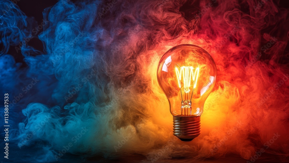 Vibrant smoke lights up a colorful bulb display Vibrant smoke lights up a colorful bulb display