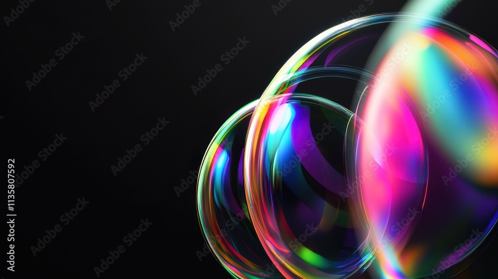 Abstract background with rainbow bubbles and copy space isolated on black background Abstract background with rainbow bubbles and copy space isolated on black background