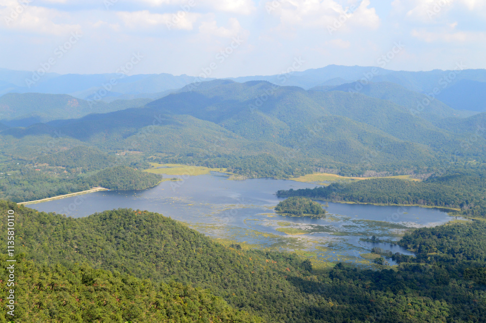 Mae Teep Reservoir and Mountain Landscape at Lamphun, Northern Thailand Mae Teep Reservoir and Mountain Landscape at Lamphun, Northern Thailand