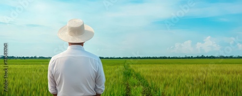 Climate Change concept. A government official inspecting a climate-smart agricultural project in a rural region, climate change food security, policy-driven adaptation photo