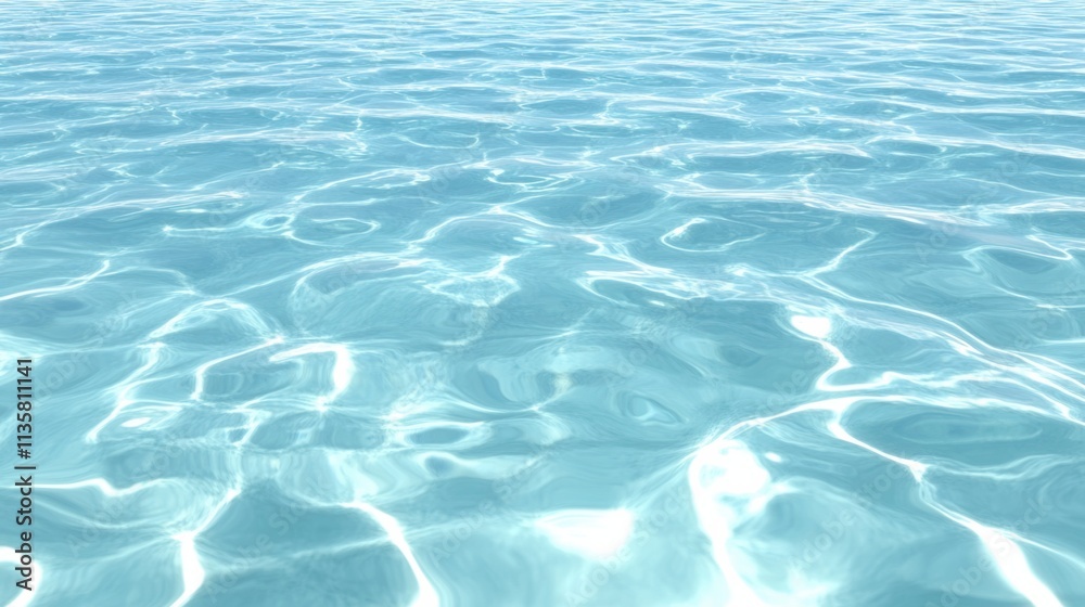 Fototapeta premium A crystal-clear water surface with smooth, uniform ripples creating a natural wave effect, isolated on white