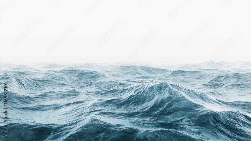 A dynamic water surface with rippling textures and a calming blue hue, isolated on a clean white background A dynamic water surface with rippling textures and a calming blue hue, isolated on a clean white background