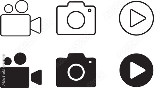 Camera video icon set. Video camera symbol
