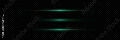 Set of green neon lines, light effect.