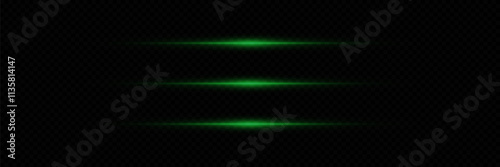 Set of green neon lines, light effect.