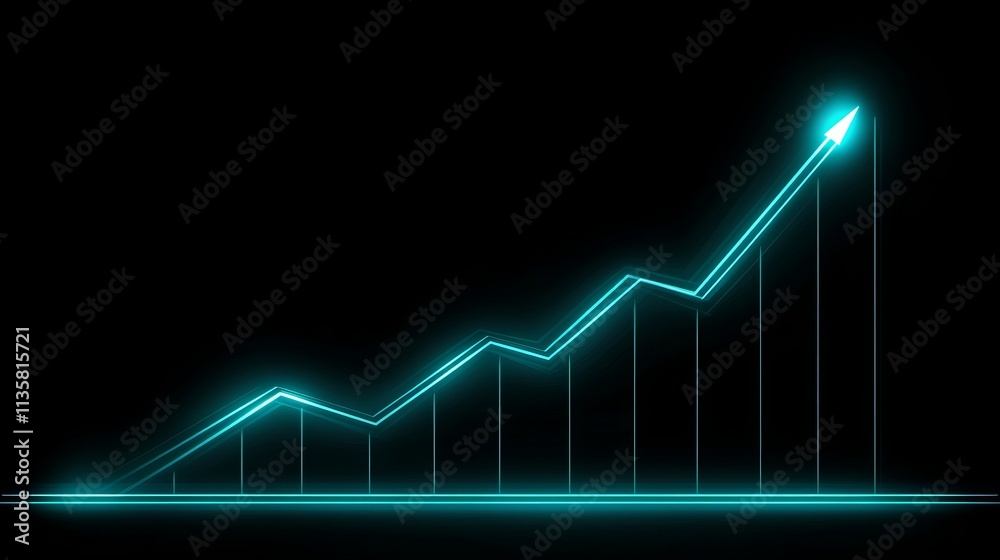 A glowing line graph illustrating upward growth and trends. A glowing line graph illustrating upward growth and trends.