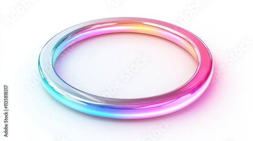 A colorful holographic annular frame with a shiny finish and neon highlights, isolated on a white background