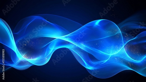 Dynamic blue wave patterns flowing gracefully in a dark background