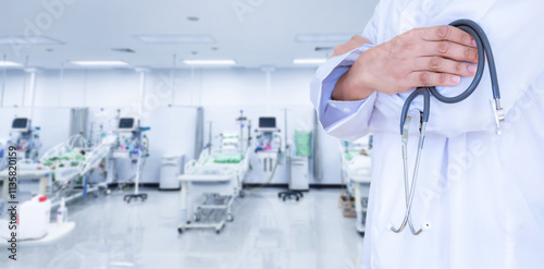 Obraz na płótnie Concept of patient treatment, patient room, operating room in hospital, blurred image w salonie