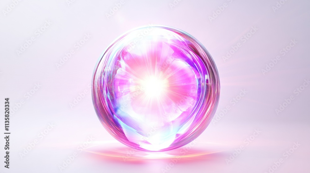 A glowing holographic circle with intricate light beams and reflective textures, isolated on a bright white background A glowing holographic circle with intricate light beams and reflective textures, isolated on a bright white background