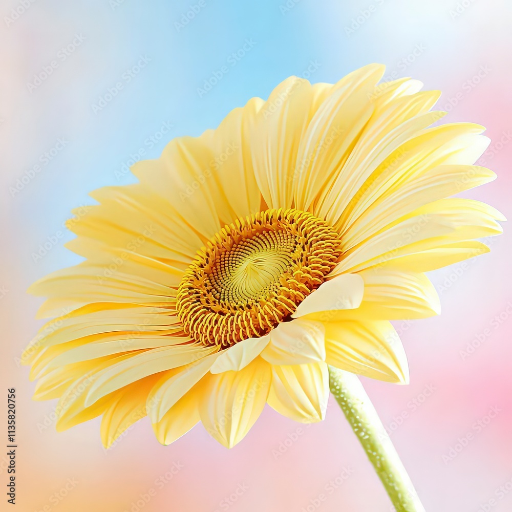 Fototapeta premium Stunning Close up of a Pale Yellow Sunflower Blooming in Sunlight