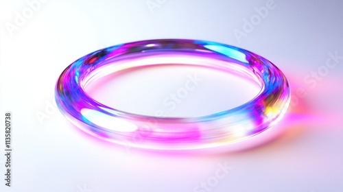 A luminous annular holographic frame with smooth transitions and radiant light effects, isolated on white