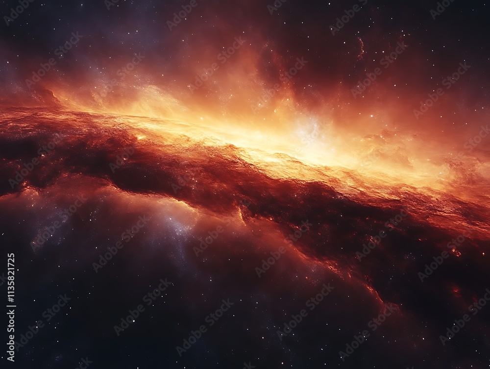 Fototapeta premium Fiery Nebula Cosmic Cloud Formation in Space