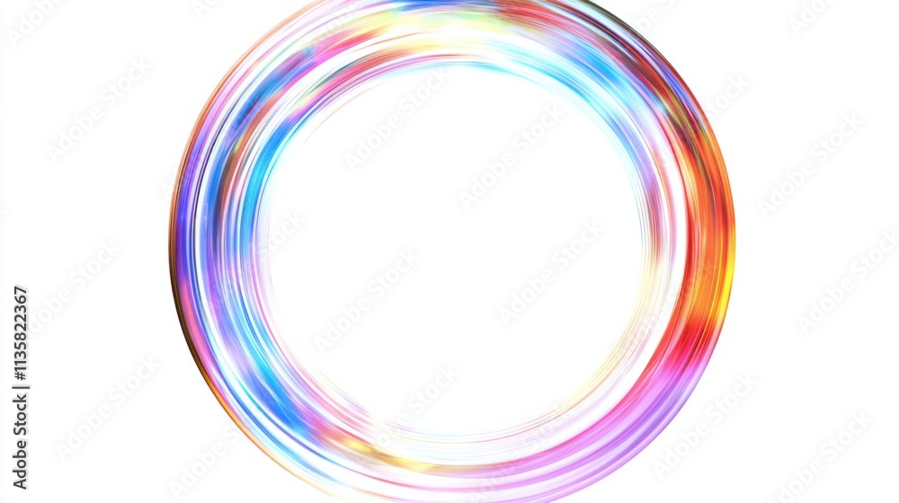 A transparent holographic frame with a circular shape, featuring subtle prismatic reflections, isolated on white A transparent holographic frame with a circular shape, featuring subtle prismatic reflections, isolated on white