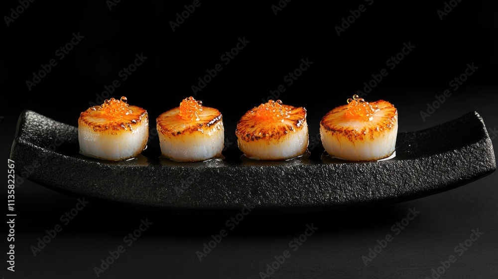 Scallops on Black Plate Scallops on Black Plate