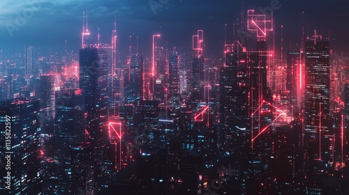 Wallpaper Mural Smart digital Innovation city with connection network reciprocity over the cityscape. of future smart wireless digital city and social media networking systems that connects people with in city Torontodigital.ca