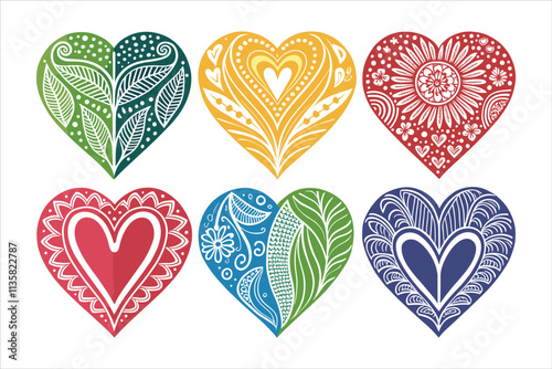Vibrant Doodle Heart Vector Graphic