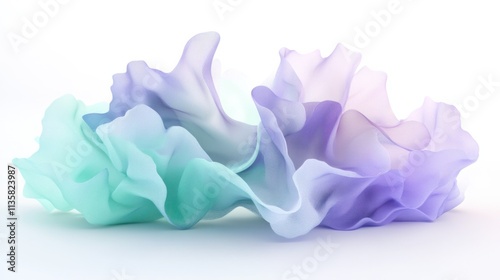 A burst of soft pastel tones in lavender and mint green, forming a calming abstract design, on a white background