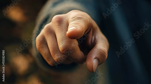 A Close-up of a Pointing Finger: Human Gesture and Communication photo