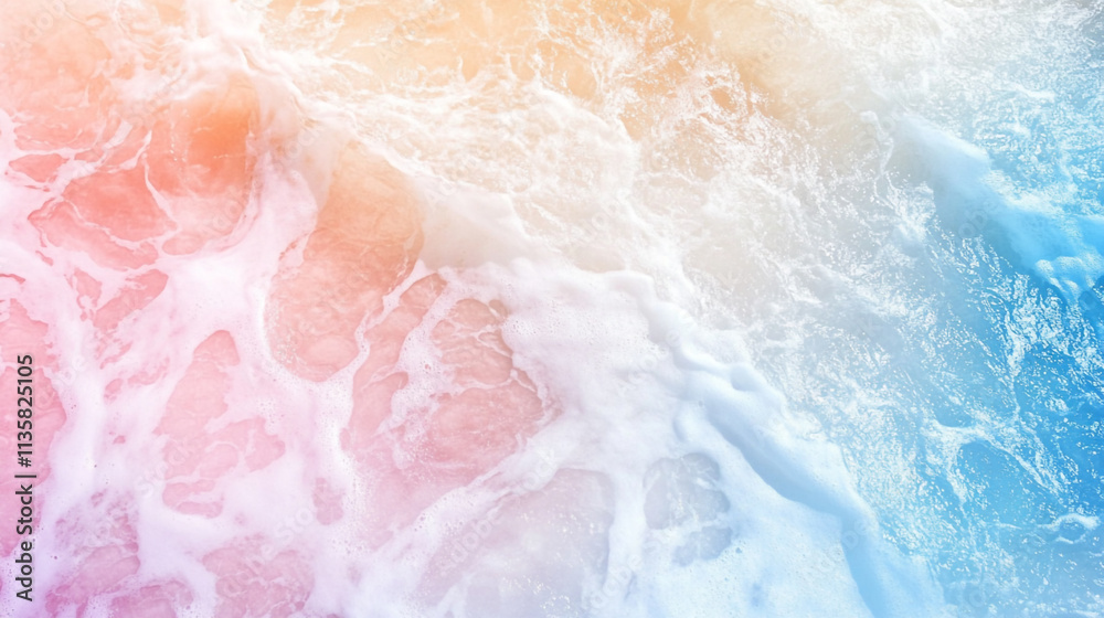 Waves crashing on a serene beach during sunset, creating a beautiful gradient of colors Waves crashing on a serene beach during sunset, creating a beautiful gradient of colors