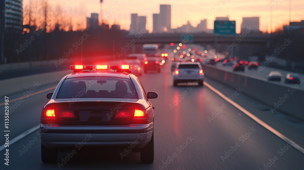 Traffic Law Enforcement on Busy Urban Highway at Night Traffic Law Enforcement on Busy Urban Highway at Night
