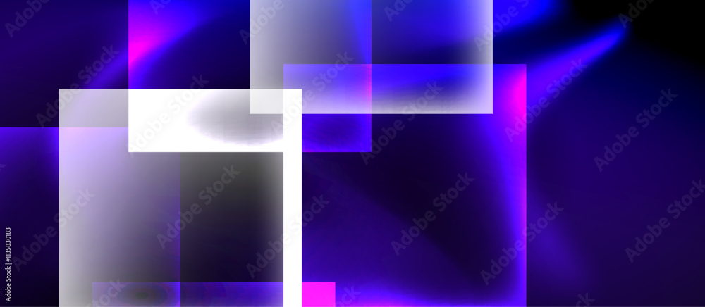 Obraz premium Dark neon colors with glass square shapes