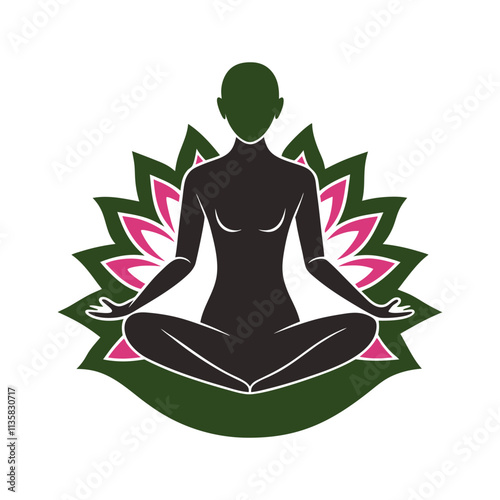 yoga meditation pose in lotus slihouette vector single