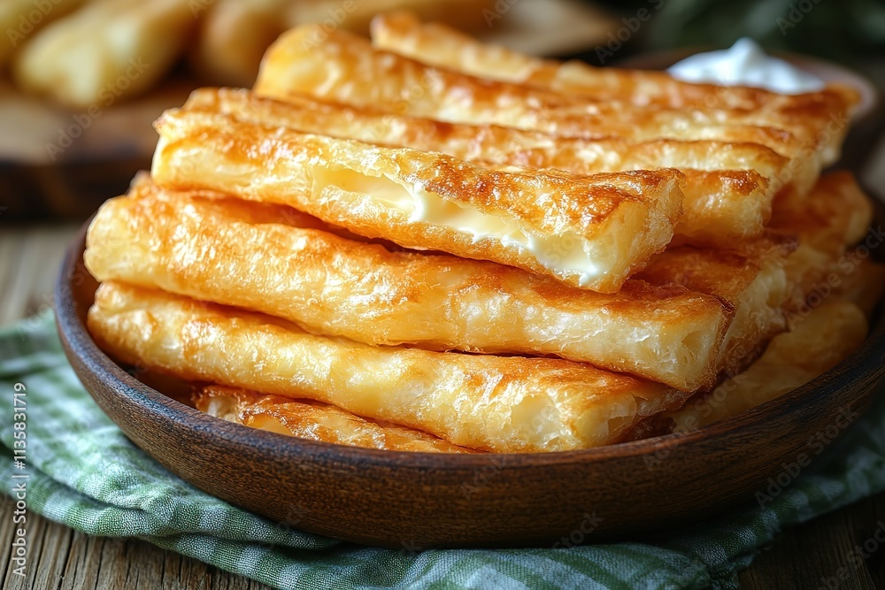 Close-up of a stack of golden, crispy fried cheese sticks. Looks delicious! Close-up of a stack of golden, crispy fried cheese sticks. Looks delicious!