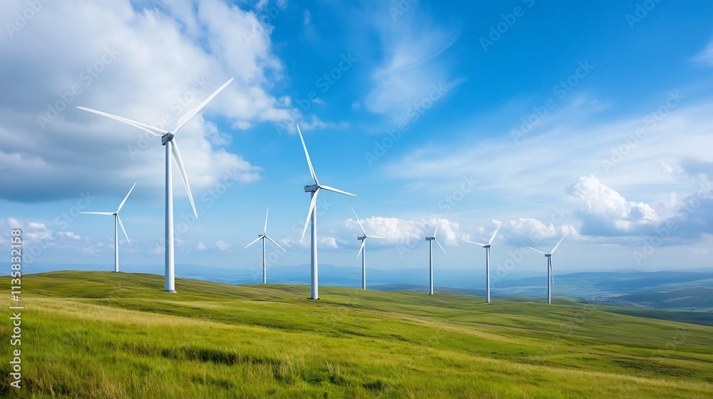 Technician Maintaining a Sustainable Wind Farm with Spinning Turbines Generating Renewable Technician Maintaining a Sustainable Wind Farm with Spinning Turbines Generating Renewable