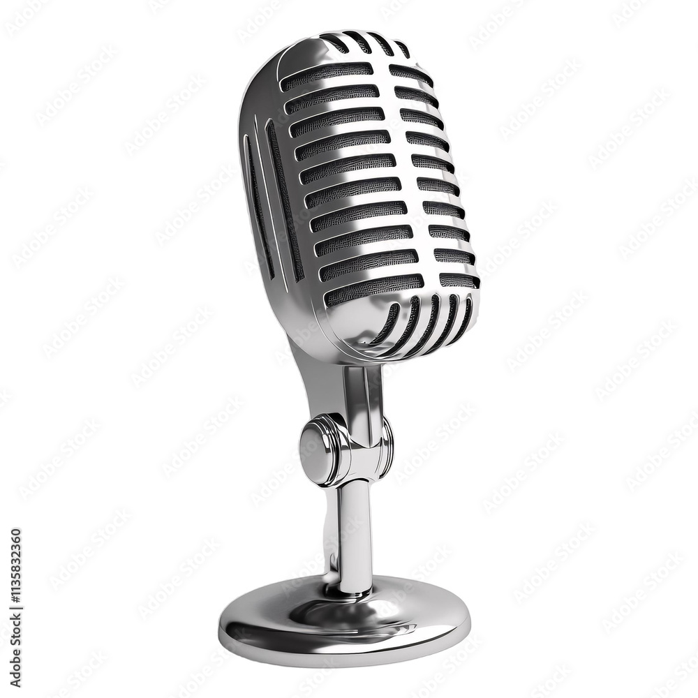 Fototapeta premium Microphone for Singing & Recording - Isolated on White Background