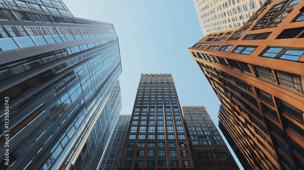 Fototapeta premium High-rise office in the city center amidst business competition.