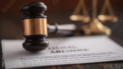 National Policy Agreement Document with Government Desk and Gavel