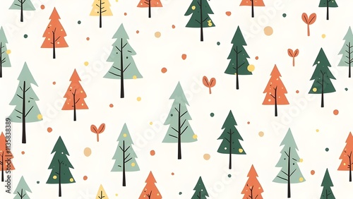 Seamless Cute Winter Pattern Christmas Tree Background Design