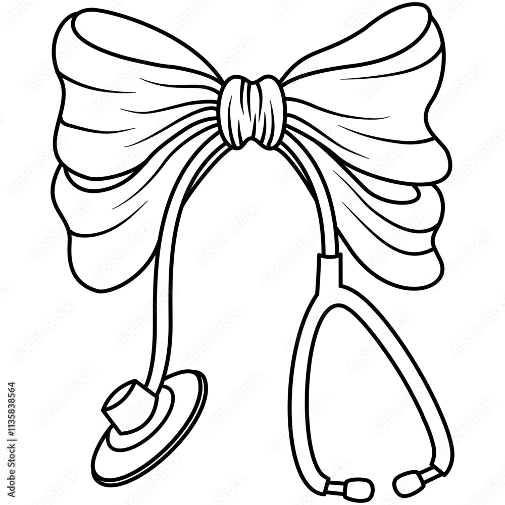 Bow and Stethoscope Medical Hand drawn Bow and Stethoscope Medical Hand drawn