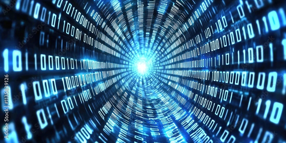 Naklejka premium An abstract image of digital data flowing through a network, highlighting network capacity limits.