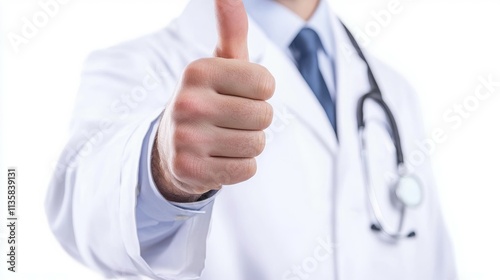 A doctor giving a thumbs-up, symbolizing positivity and health.