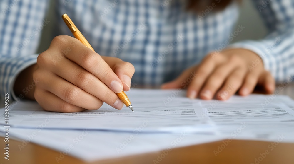 Accountant Calculating Salary Deductions and Payments with Tax and Benefit Forms on Desk Accountant Calculating Salary Deductions and Payments with Tax and Benefit Forms on Desk