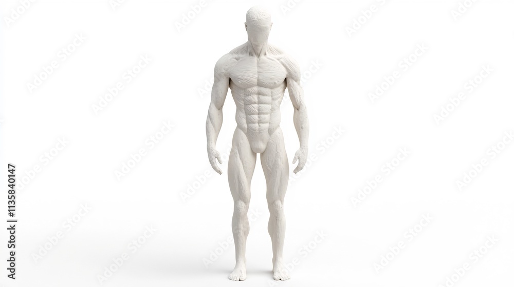 Sculpted Human Figure in Clay Isolated on White Background 3D Render Sculpted Human Figure in Clay Isolated on White Background 3D Render