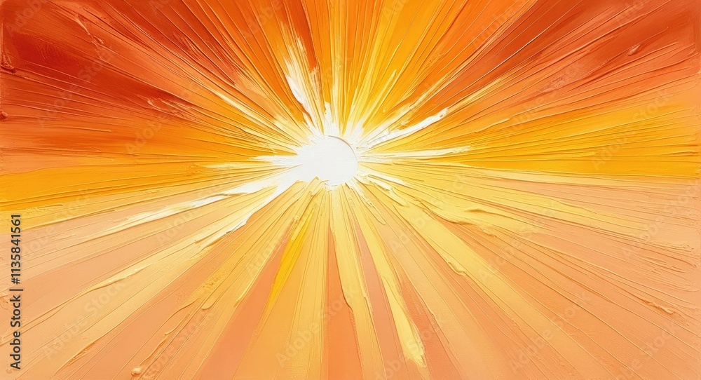 Obraz premium A vibrant Orange gradient background with rays of sun, creating an atmosphere of warmth and joy