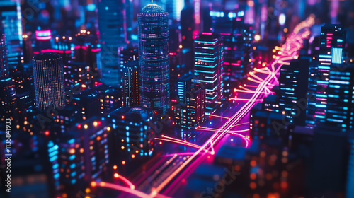 Wallpaper Mural Smart digital Innovation city with connection network reciprocity over the cityscape. of future smart wireless digital city and social media networking systems that connects people with in city Torontodigital.ca