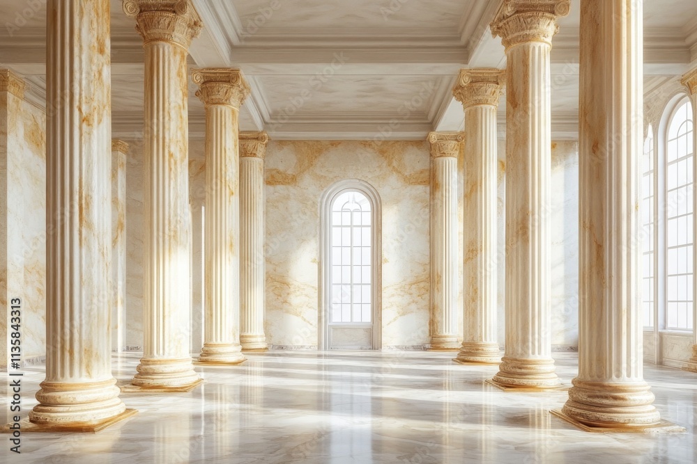 Empty Room with Columns and Window Empty Room with Columns and Window