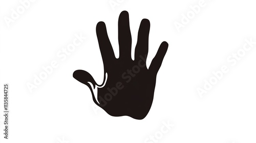 Human Hand Silhouette – Open Palm Stop Sign for Warning and Caution.