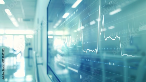 Upward trend graph of cancer rates displayed on digital screen with precise data points, reflecting rising public health concern and copy space for text.